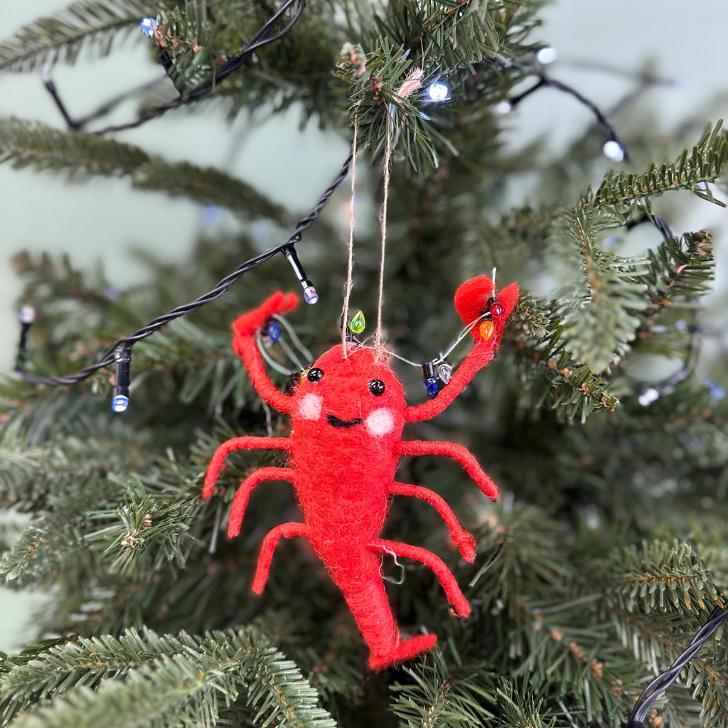 Personalised Lobster With Christmas Lights Bauble