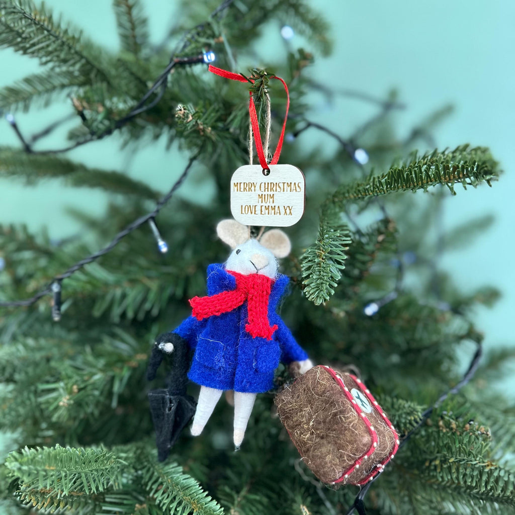 Personalised Travelling Mouse Christmas Bauble