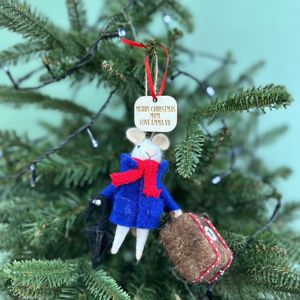 Personalised Travelling Mouse Christmas Bauble