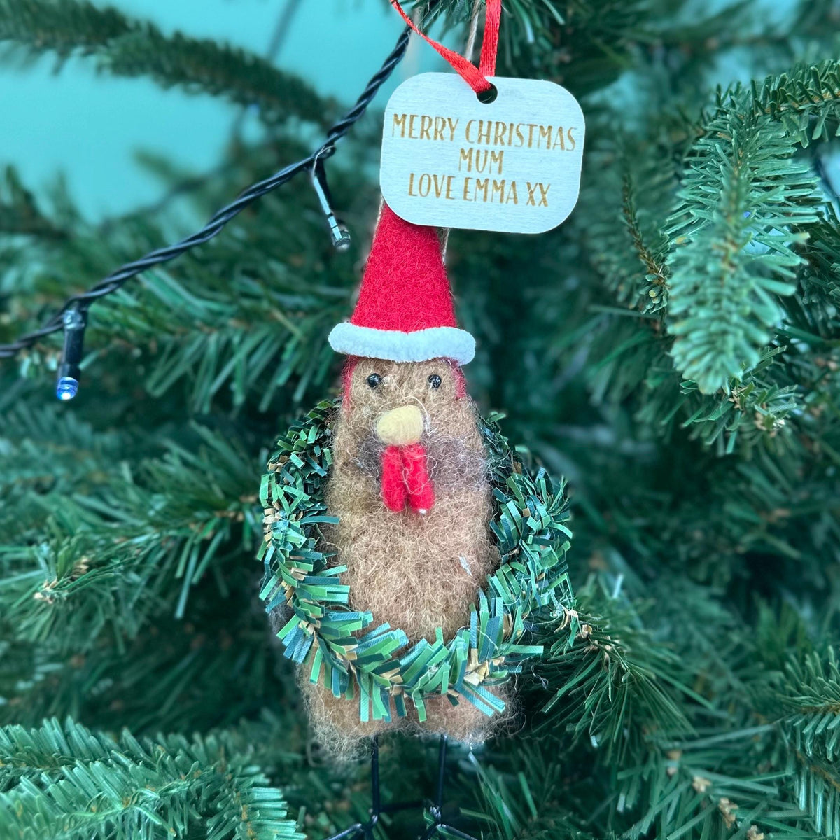 Personalised Wreath Turkey Christmas Bauble