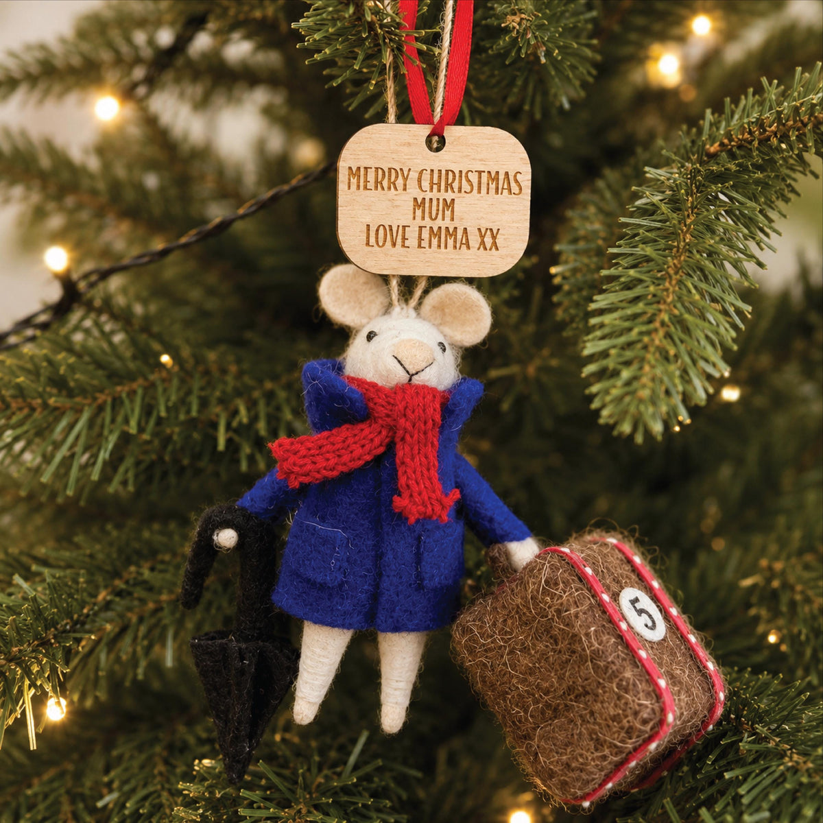 Personalised Travelling Mouse Christmas Bauble