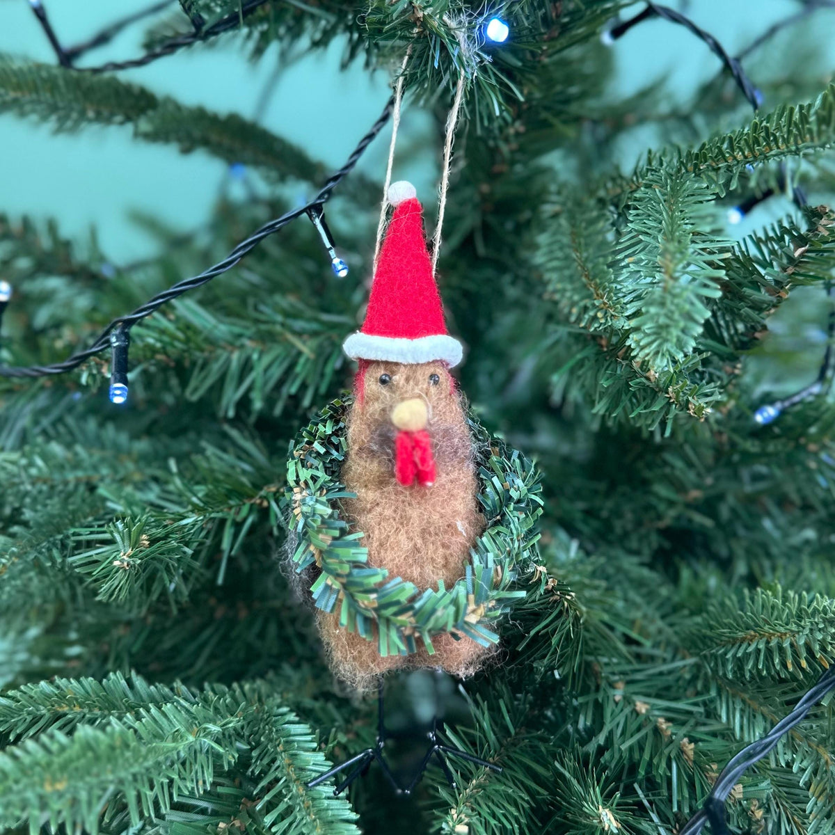 Personalised Wreath Turkey Christmas Bauble
