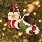 Personalised Sausage Dog Elf Bauble