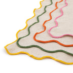 Embroidered Set Of Four Script Initial Scalloped Edge Napkins
