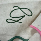 Embroidered Set Of Four Script Initial Scalloped Edge Napkins
