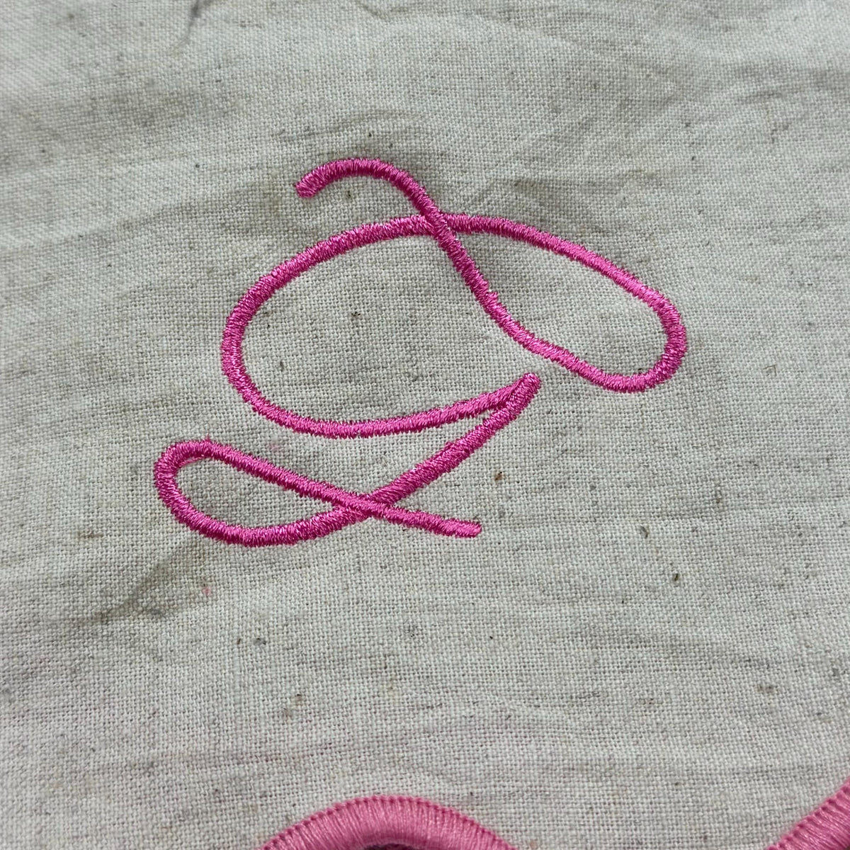 Embroidered Set Of Four Script Initial Scalloped Edge Napkins