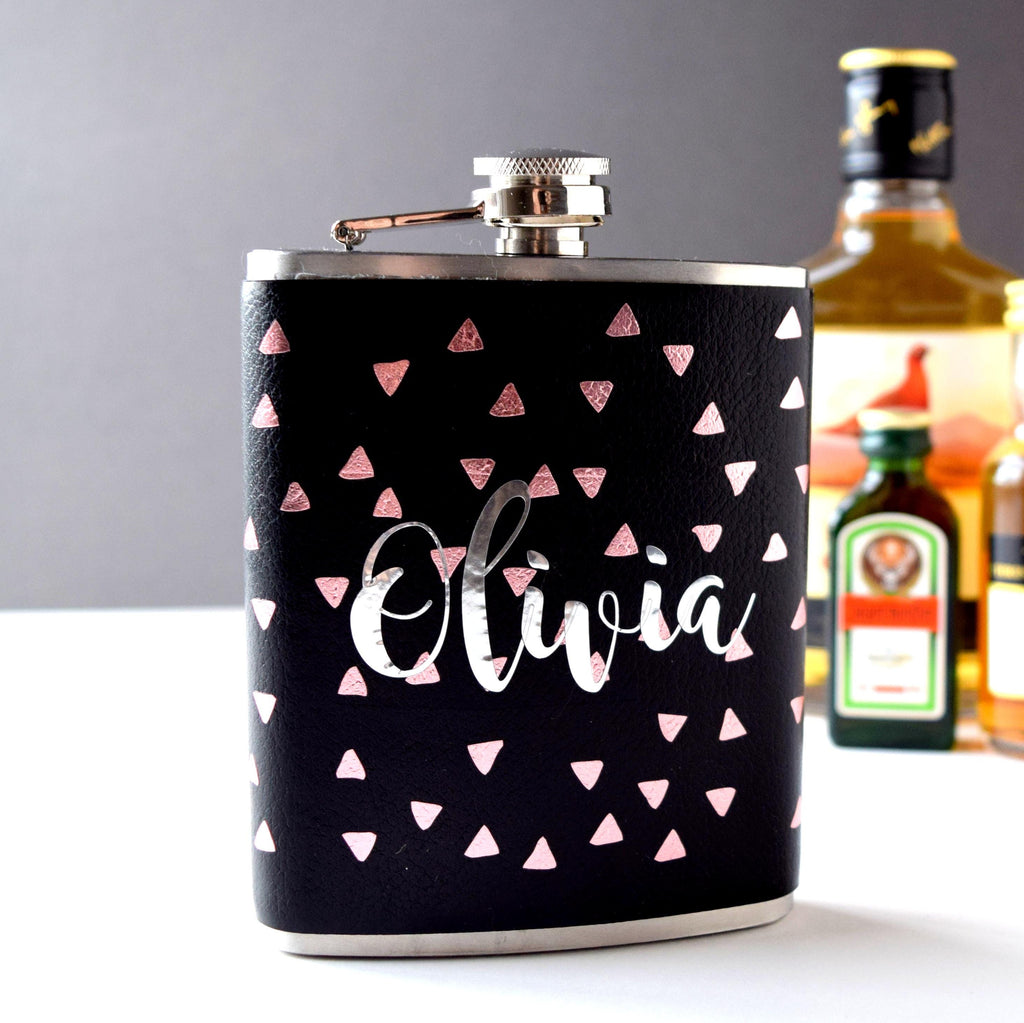 Personalised Triangle Leather Hip Flask