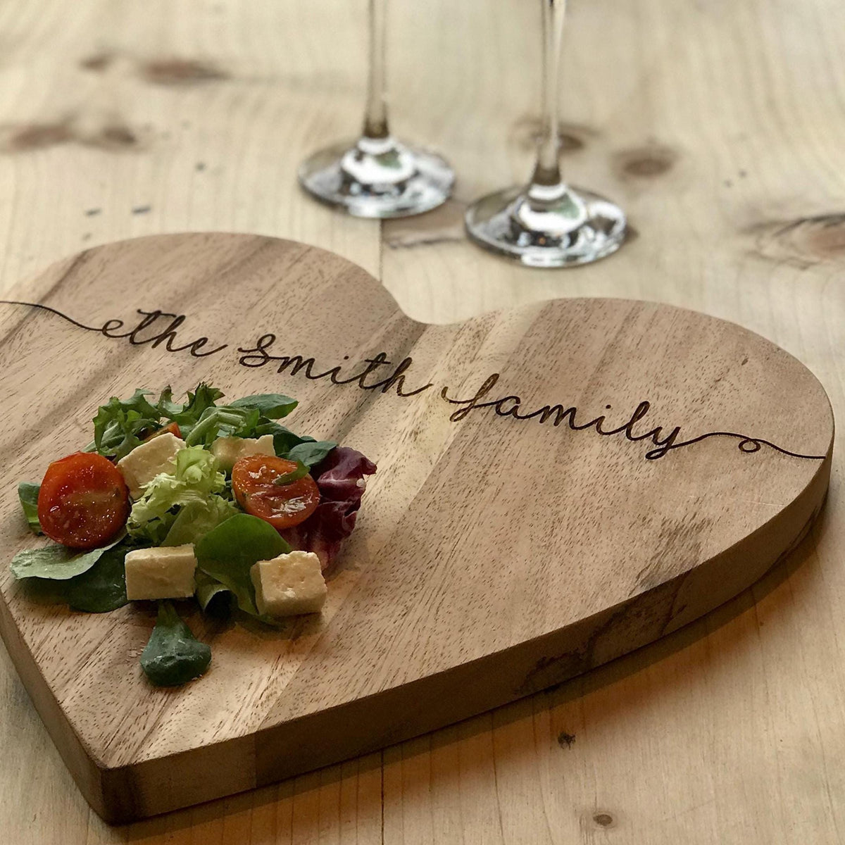 Family Name Wooden Heart Chopping Board