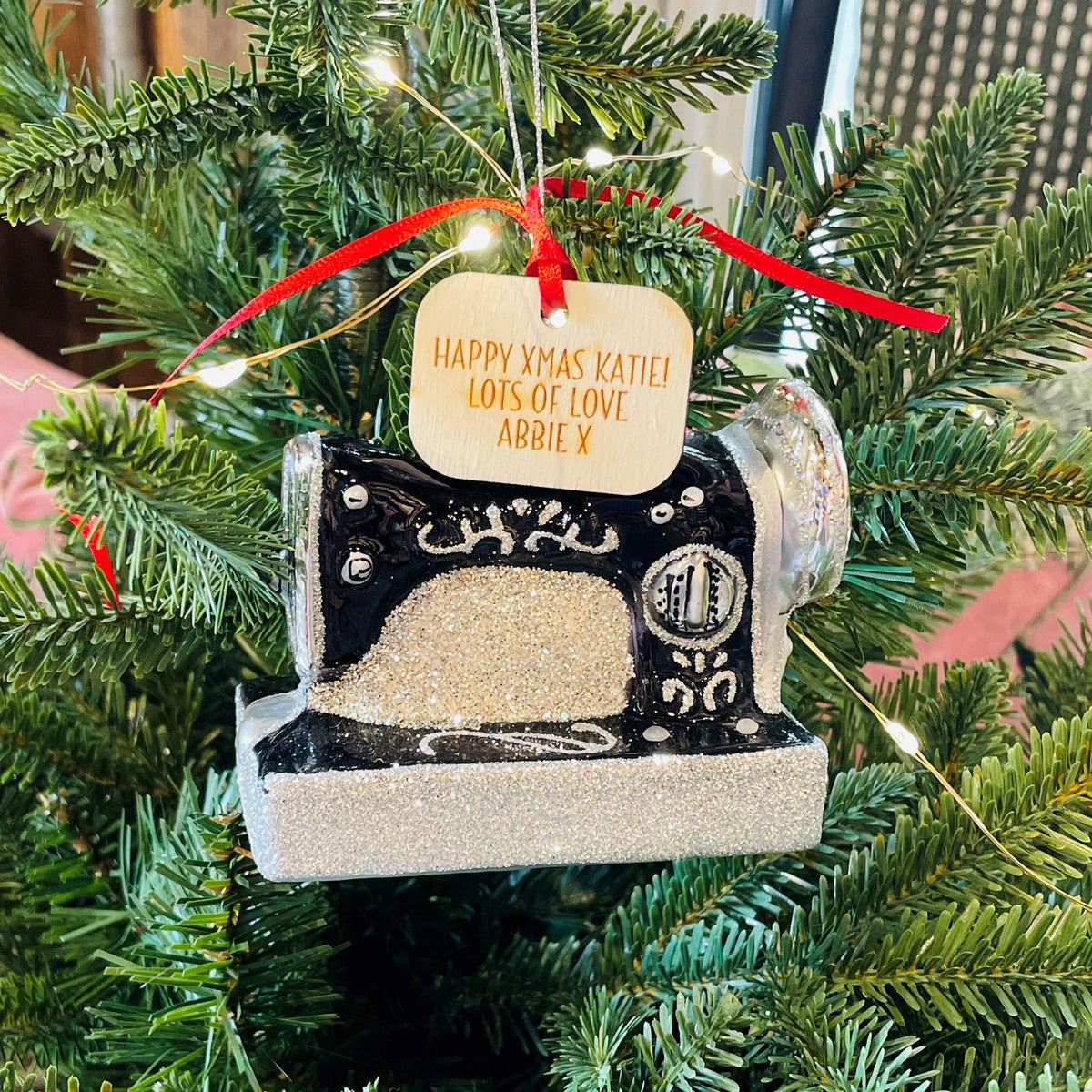 Personalised Sewing Machine Christmas Bauble