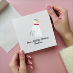 Personalised Christmas Pudding Badminton Card