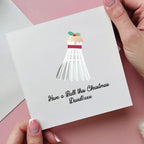 Personalised Christmas Pudding Badminton Card