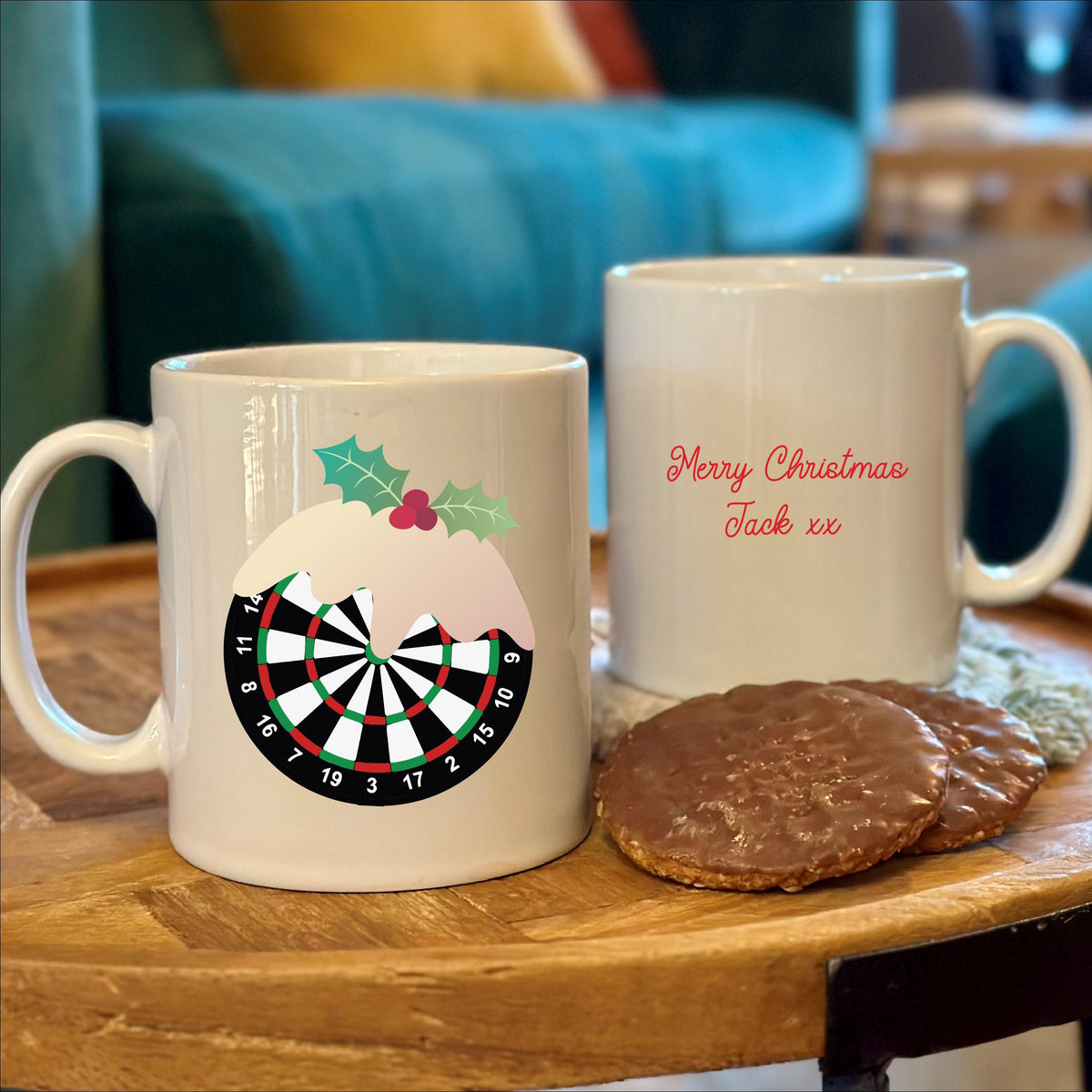 Christmas Pudding Dart Board Christmas Mug