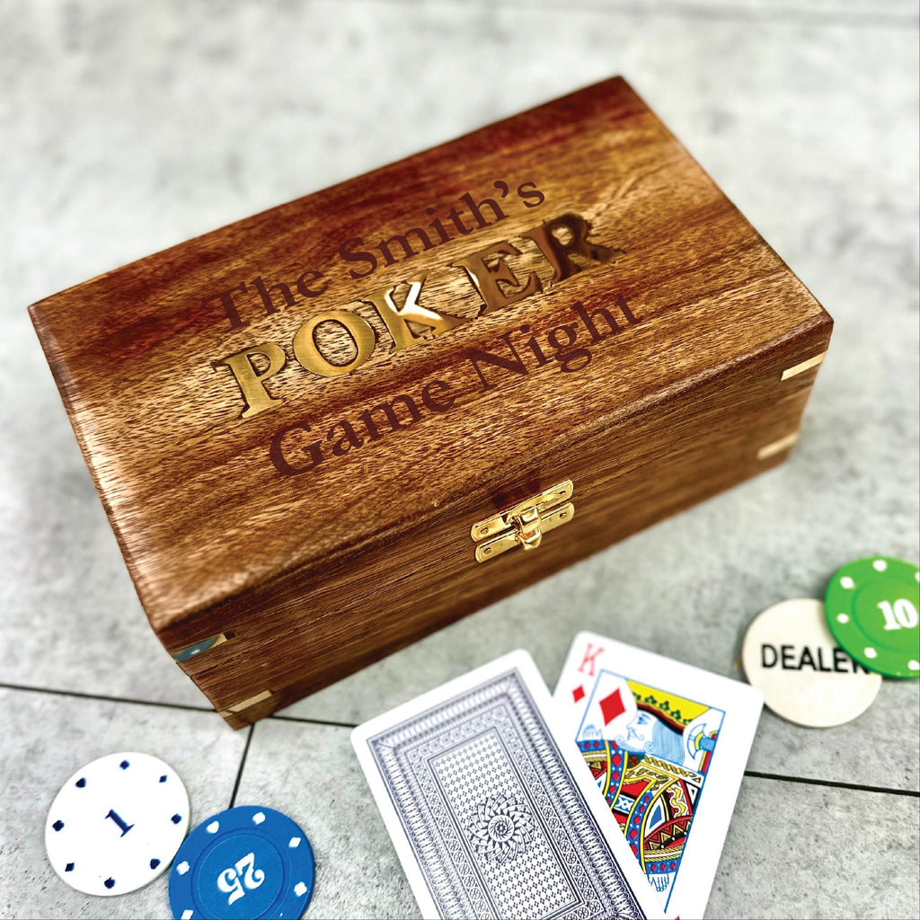 Game Night Poker Gift Set In Wooden Box