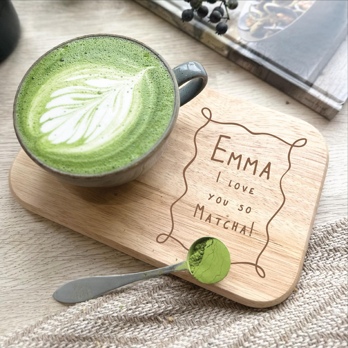Personalised I Love You So Matcha Coaster Board