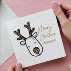 Personalised Leopard Print Rudolph Christmas Card