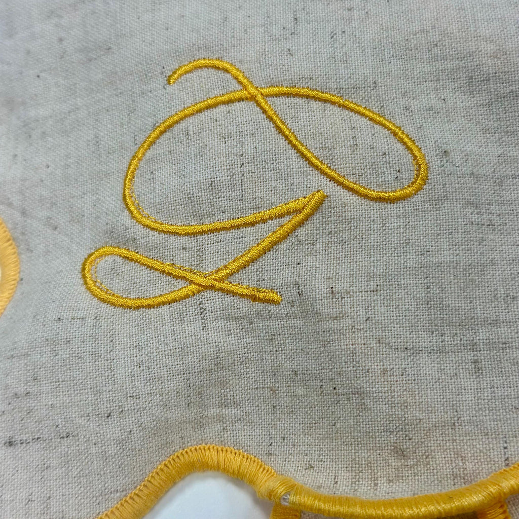 Embroidered Set Of Four Script Initial Scalloped Edge Napkins