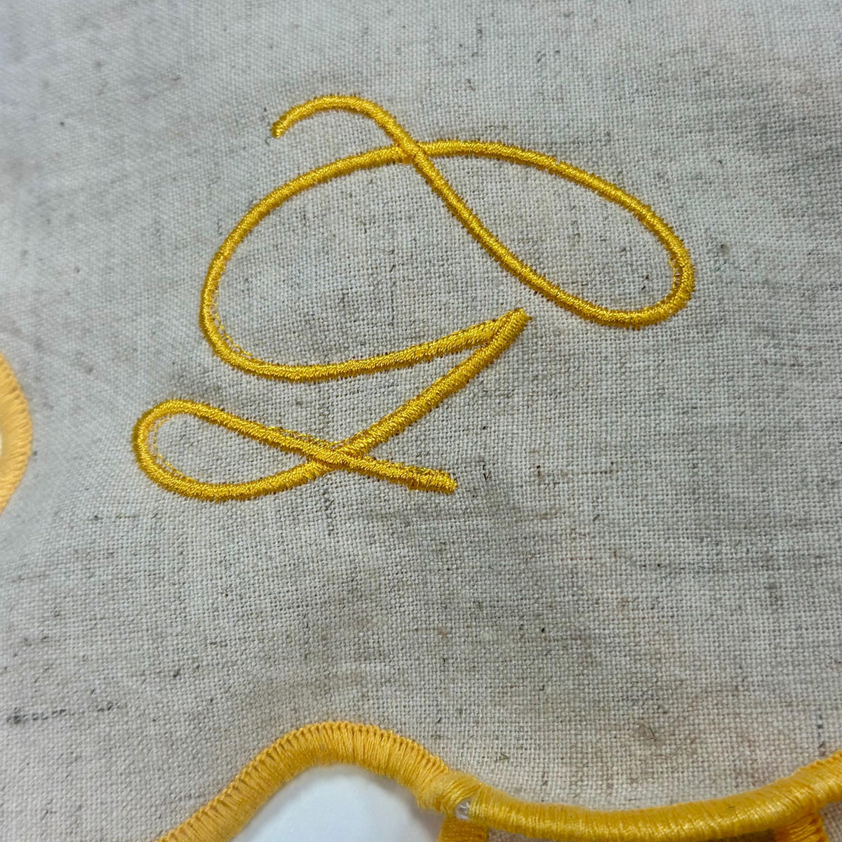 Embroidered Set Of Four Script Initial Scalloped Edge Napkins