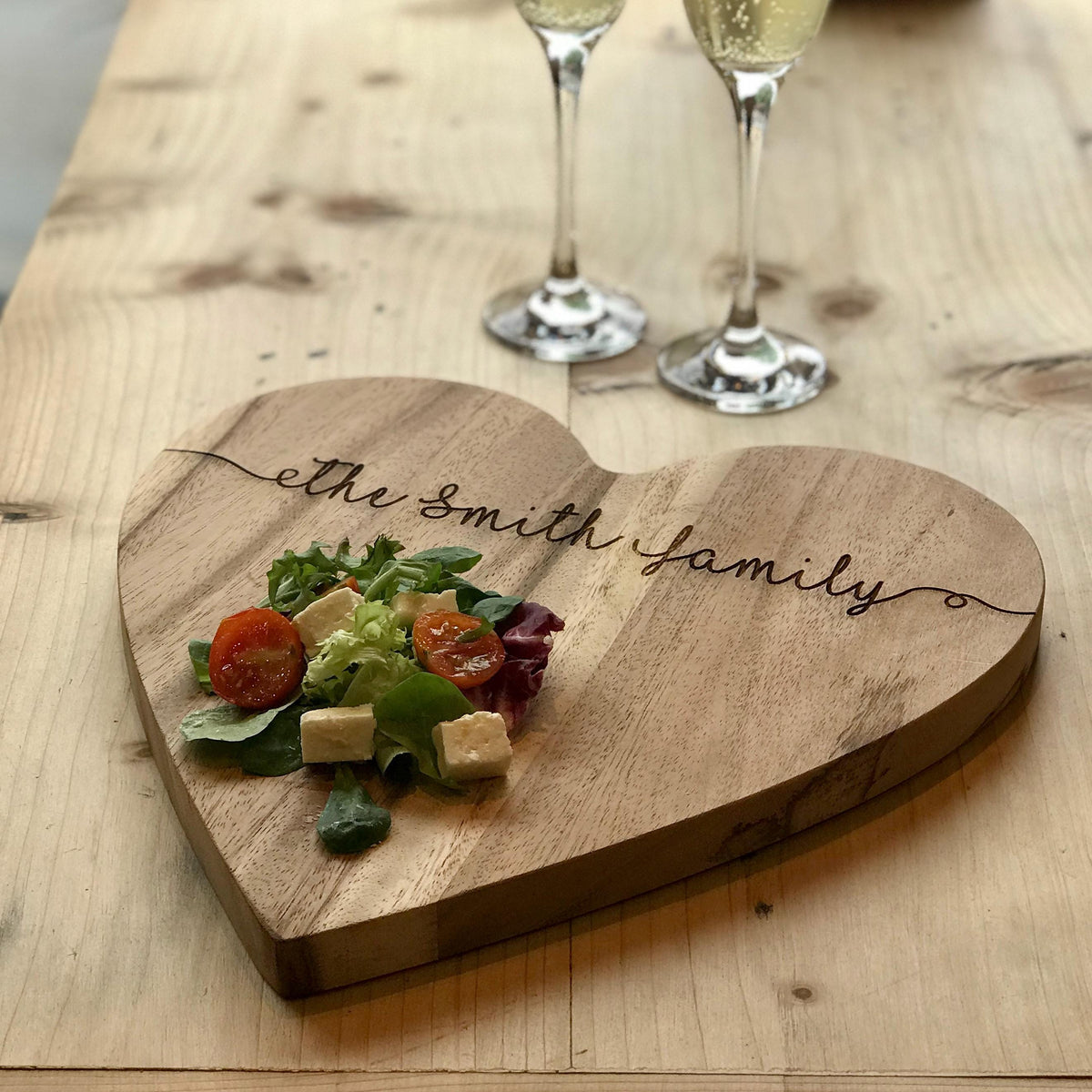 Family Name Wooden Heart Chopping Board