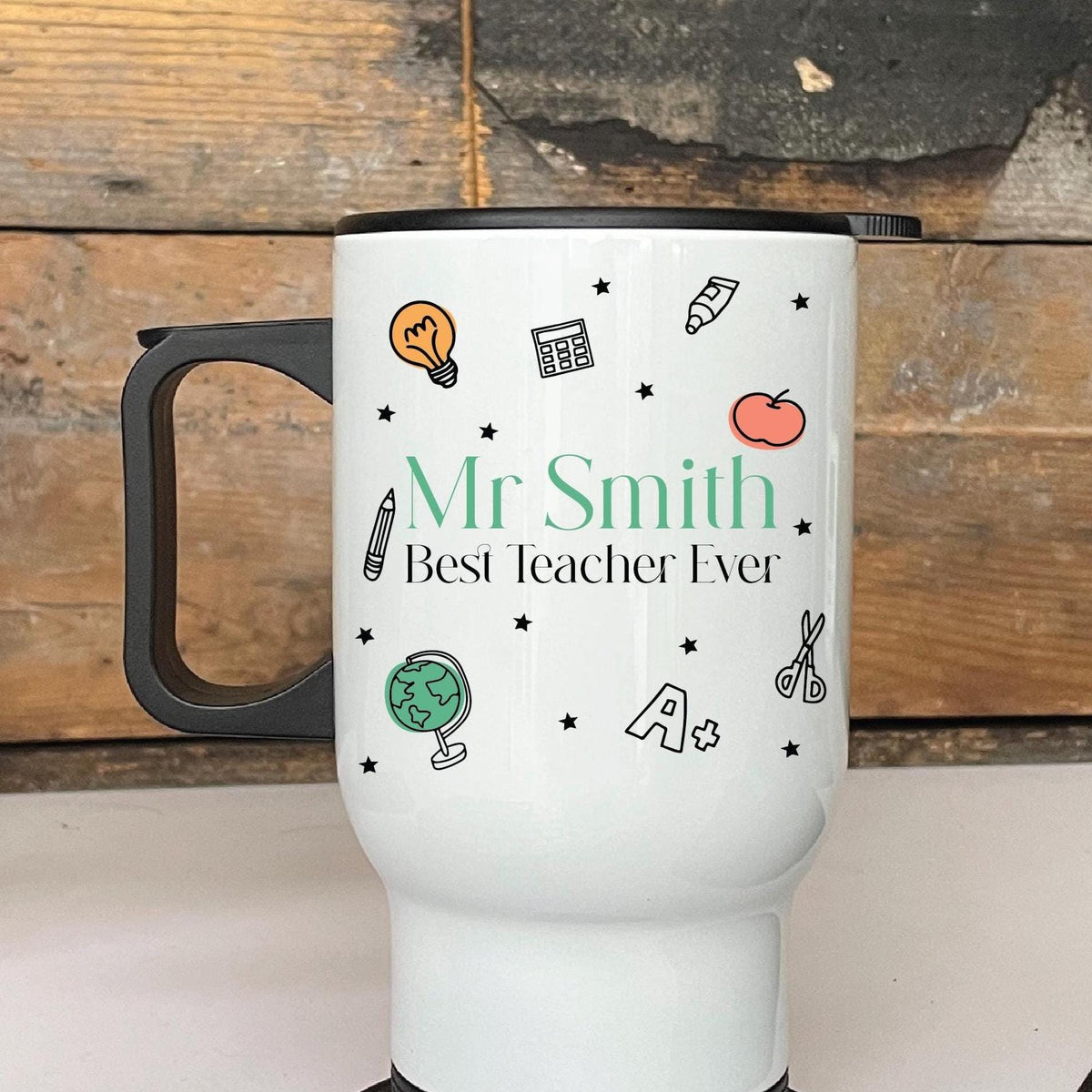Personalised School Drawings Best Teacher Ever Travel Mug