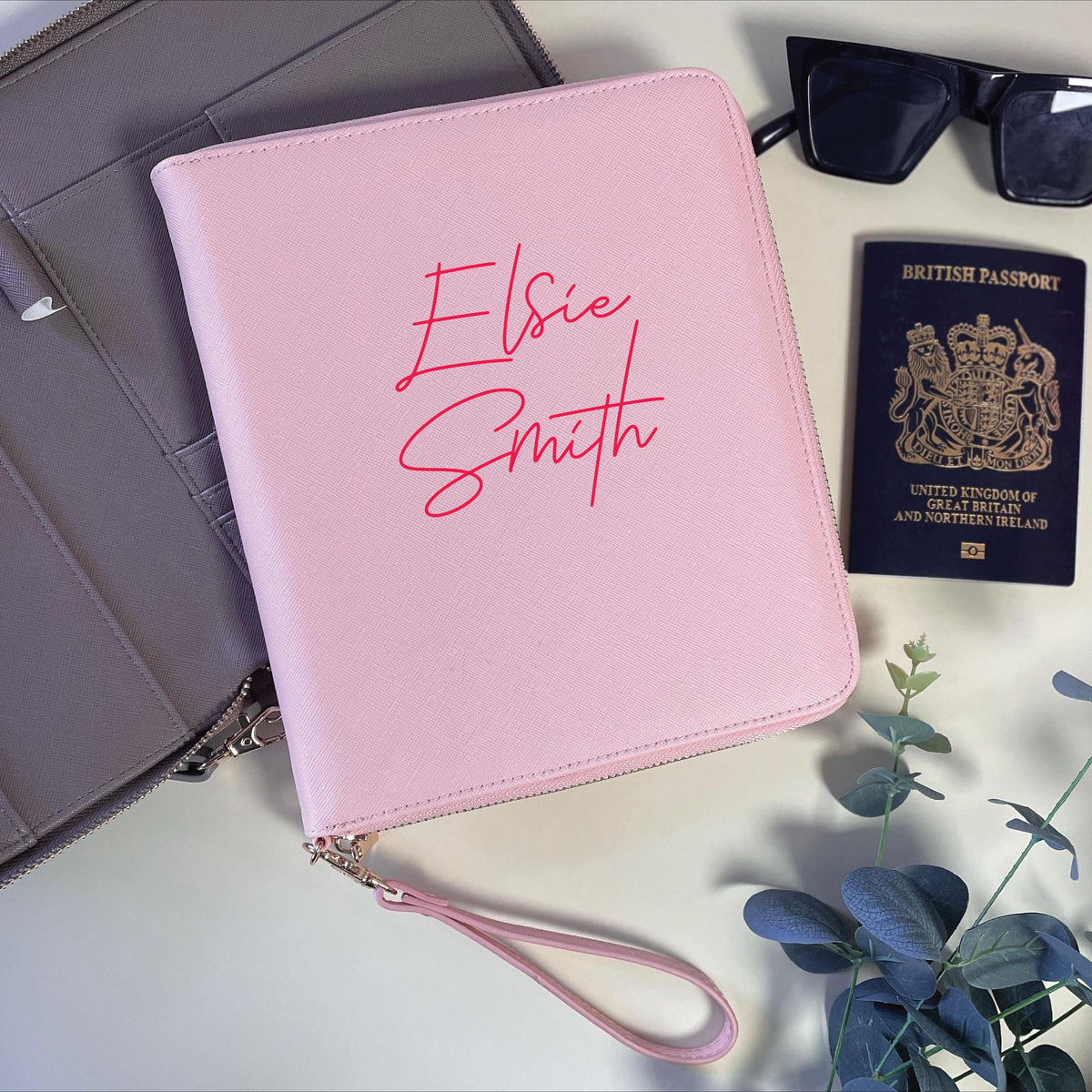 Personalised Script Font Pink Travel Wallet