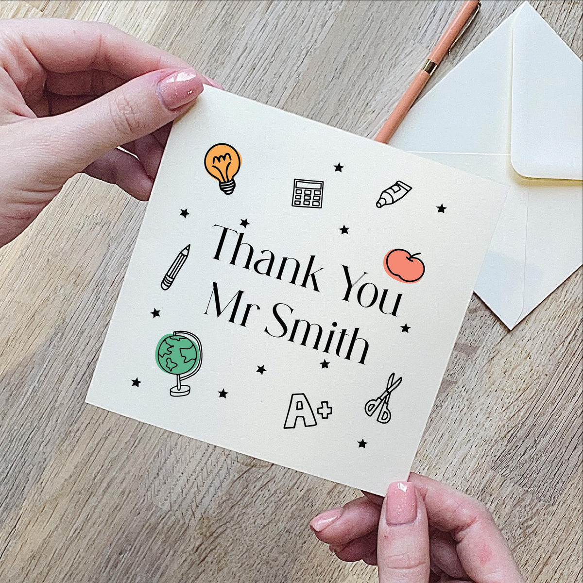 Personalised Drawings Thank You Teacher Card