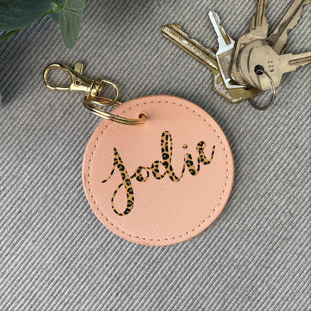 Personalised Leopard Print Keyring