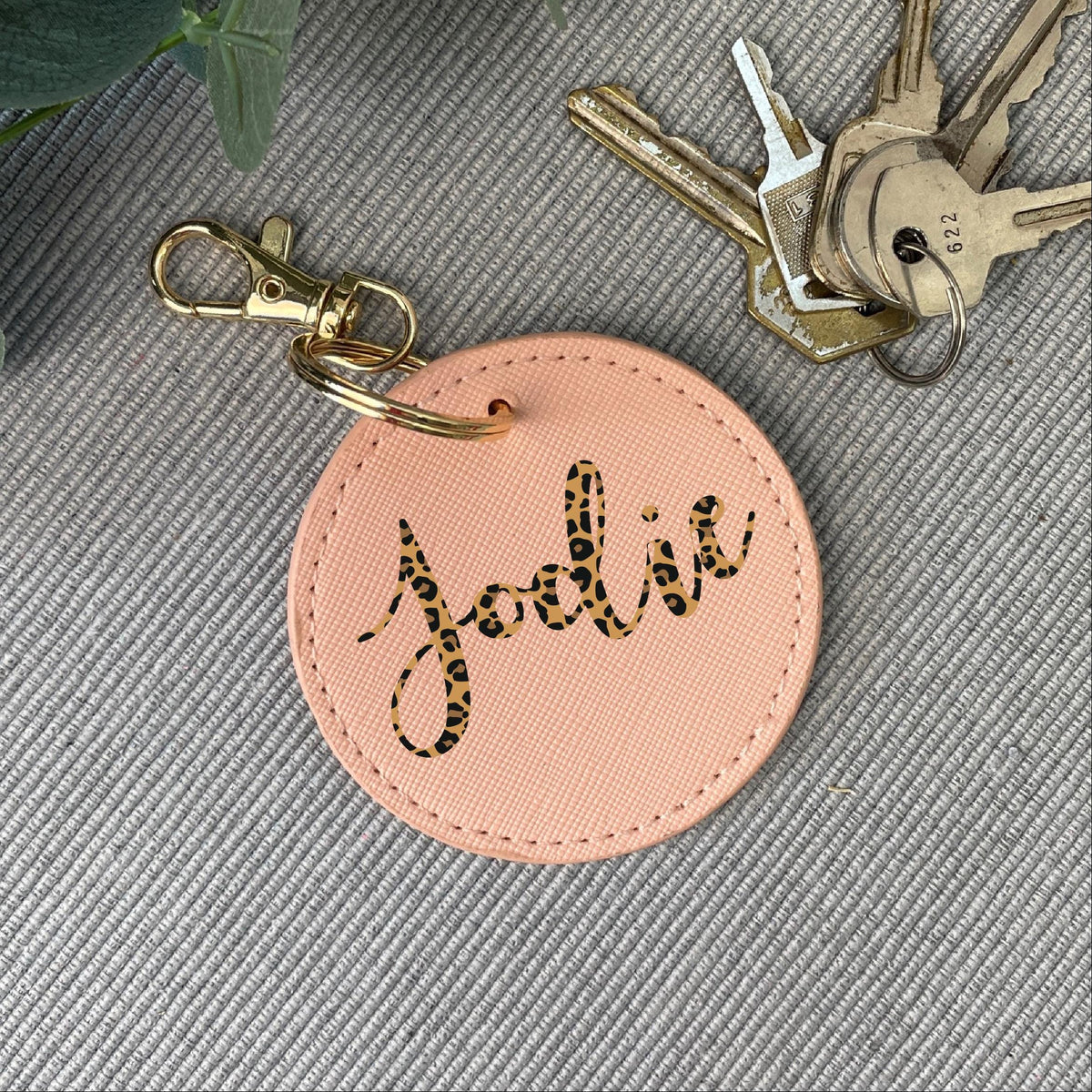 Personalised Leopard Print Keyring