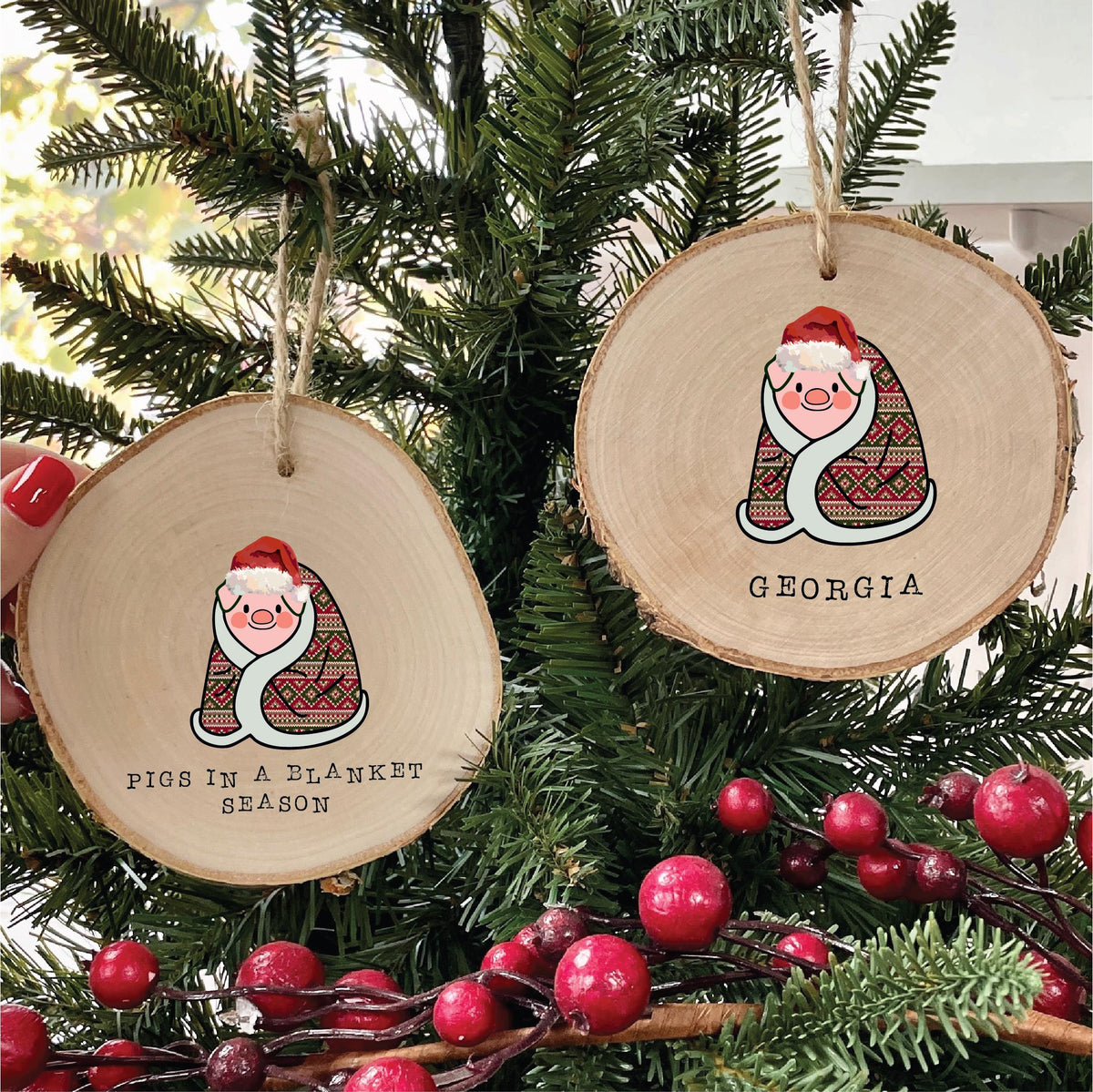 Personalised Pigs In Blankets Christmas Decoration