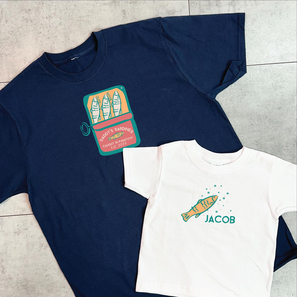 Personalised Daddy And Me Sardine T Shirts