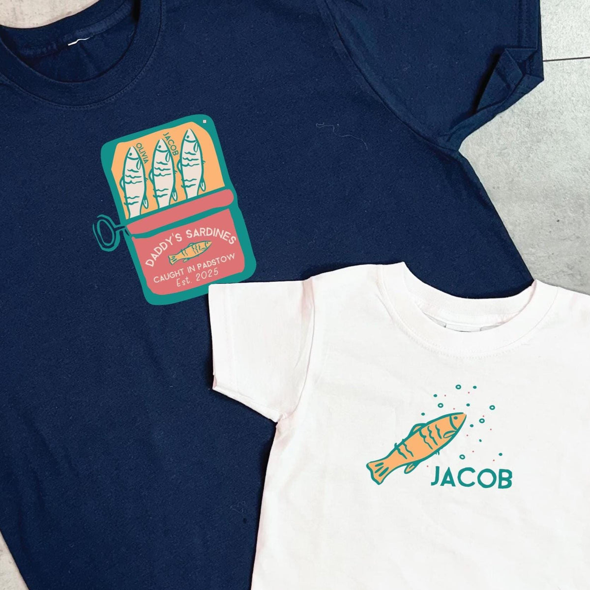 Personalised Daddy And Me Sardine T Shirts