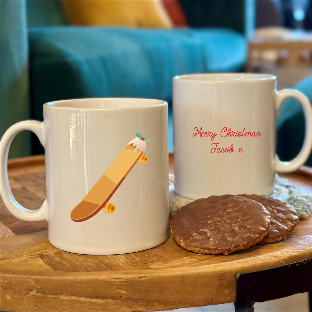 Christmas Pudding Skateboard Christmas Mug