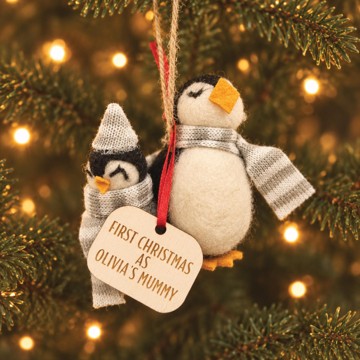 Personalised Mummy And Me Penguin Christmas Decoration