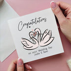 Personalised Swan Congratulations On Your Wedding Day Card
