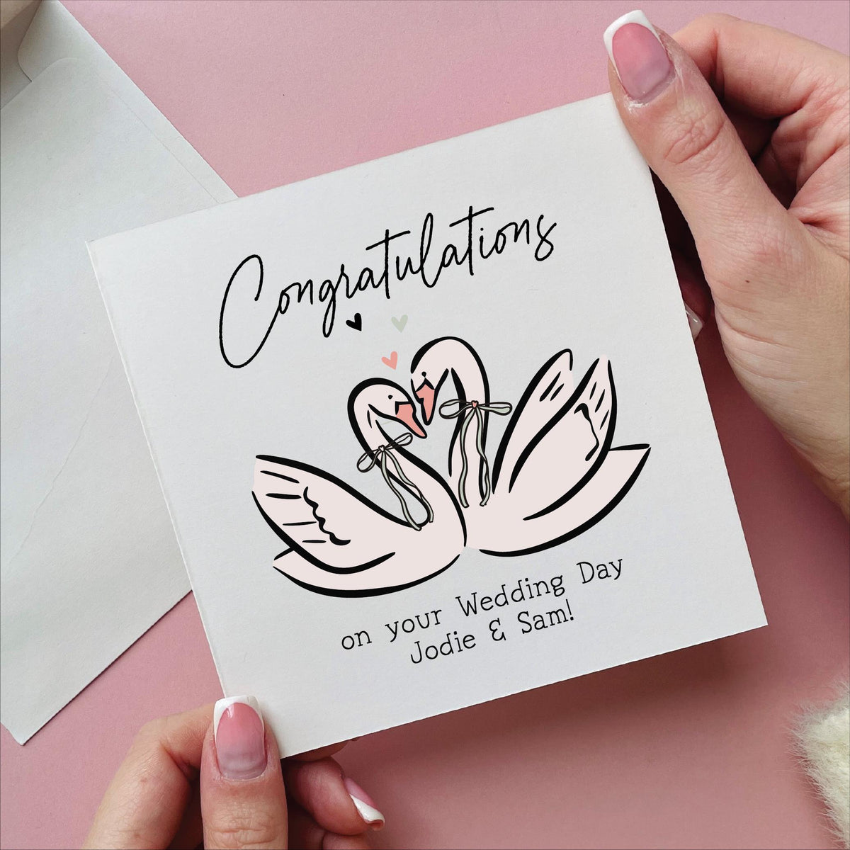 Personalised Swan Congratulations On Your Wedding Day Card