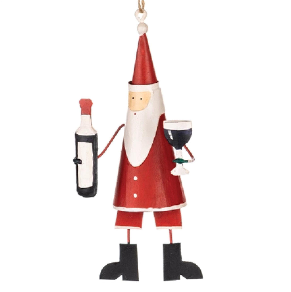Personalised Metal Wine Santa Christmas Decoration