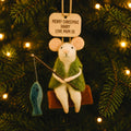 Personalised Felt Mouse Fishing Christmas Decoration