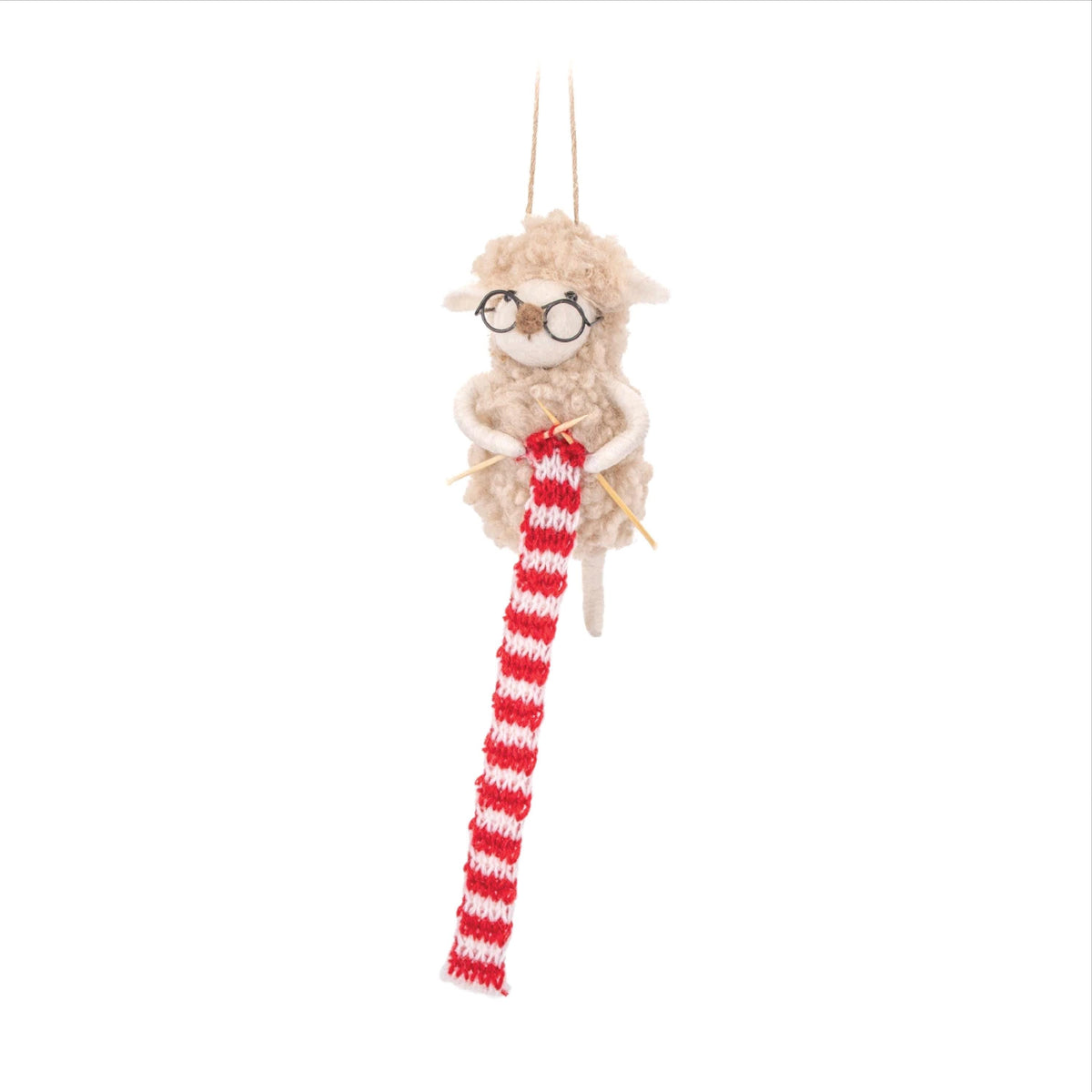 Personalised Felt Knitting Sheep Christmas Decoration