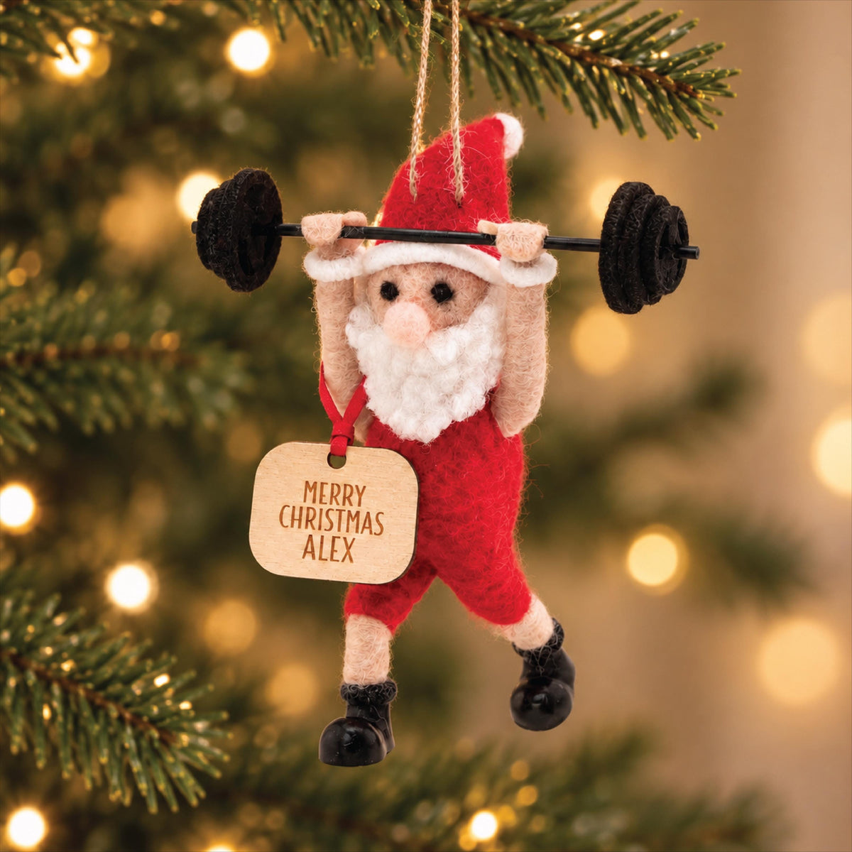 Personalised Felt Weight Lifting Gym Santa