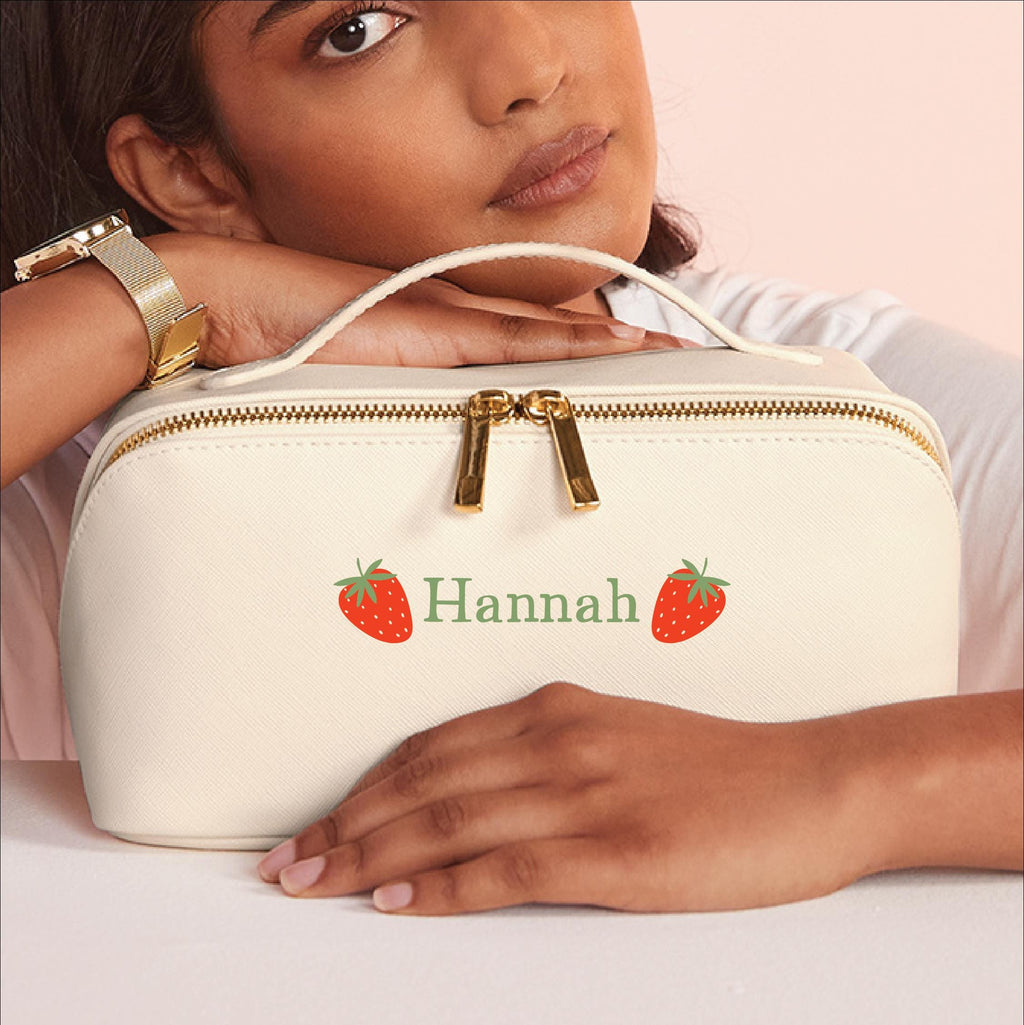 Personalised Strawberry Open Flat Washbag