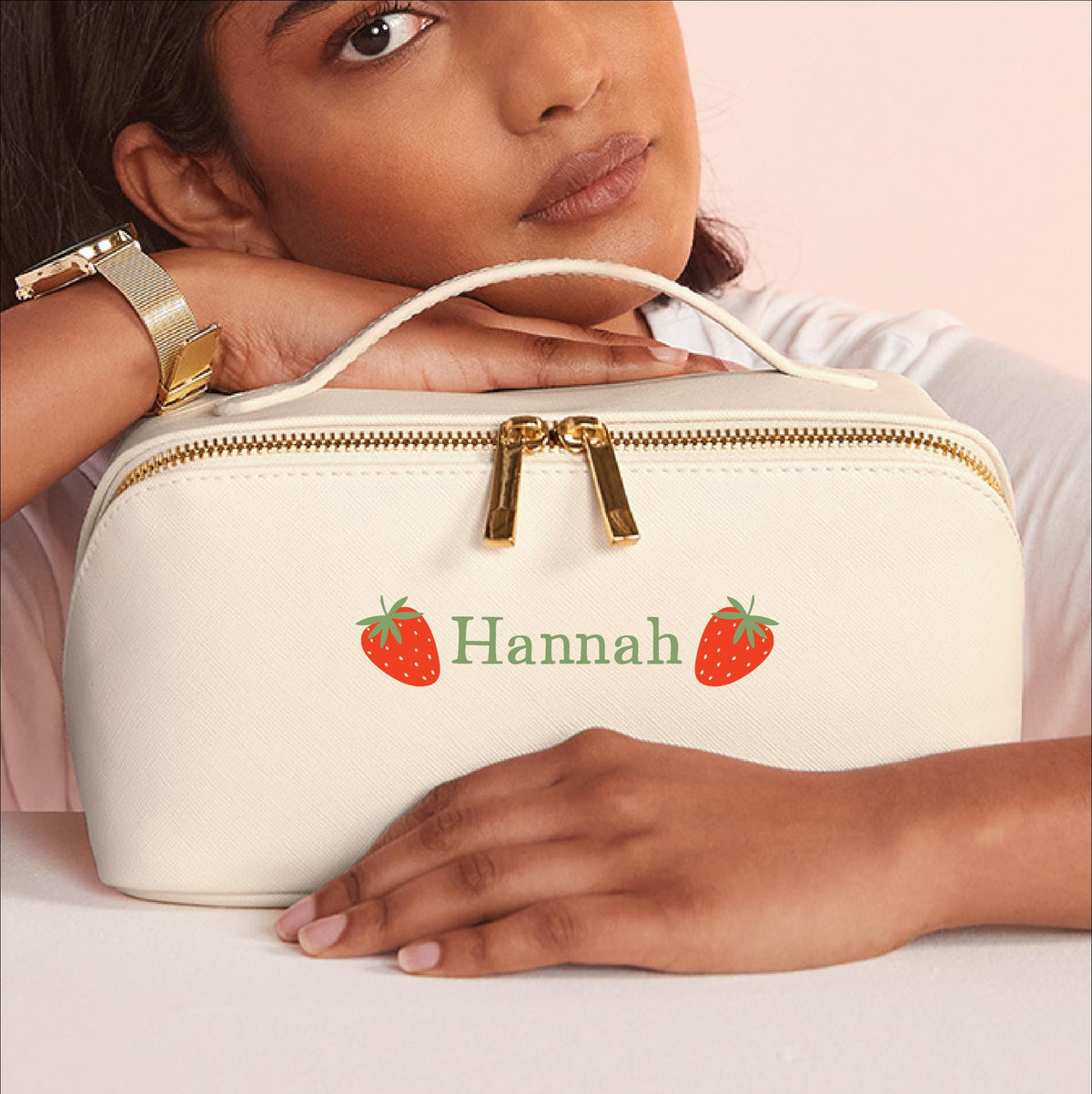 Personalised Strawberry Open Flat Washbag
