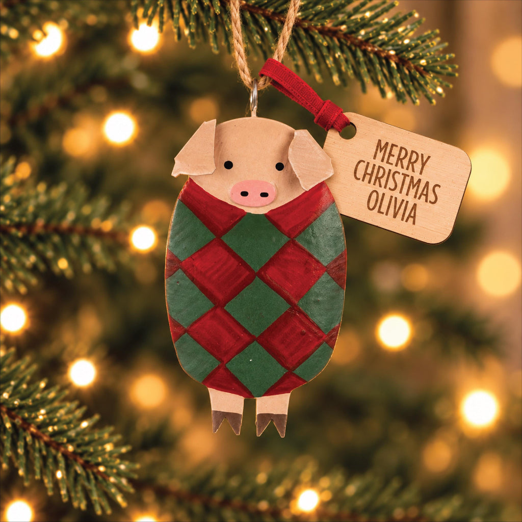 Personalised Metal Pigs In Blankets Christmas Decoration