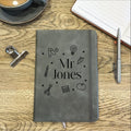 Personalised Faux Leather Teacher Notebook With Drawing Design
