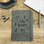 Personalised Faux Leather Teacher Notebook With Drawing Design