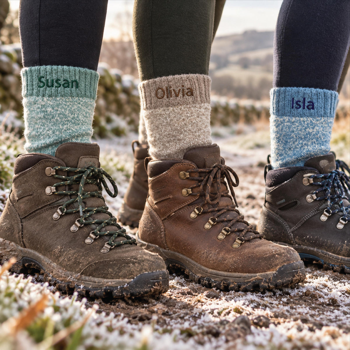 Personalised Women's Thick Winter Walking Boot Socks