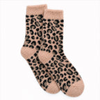Personalised Fluffy Leopard Print Slipper Socks