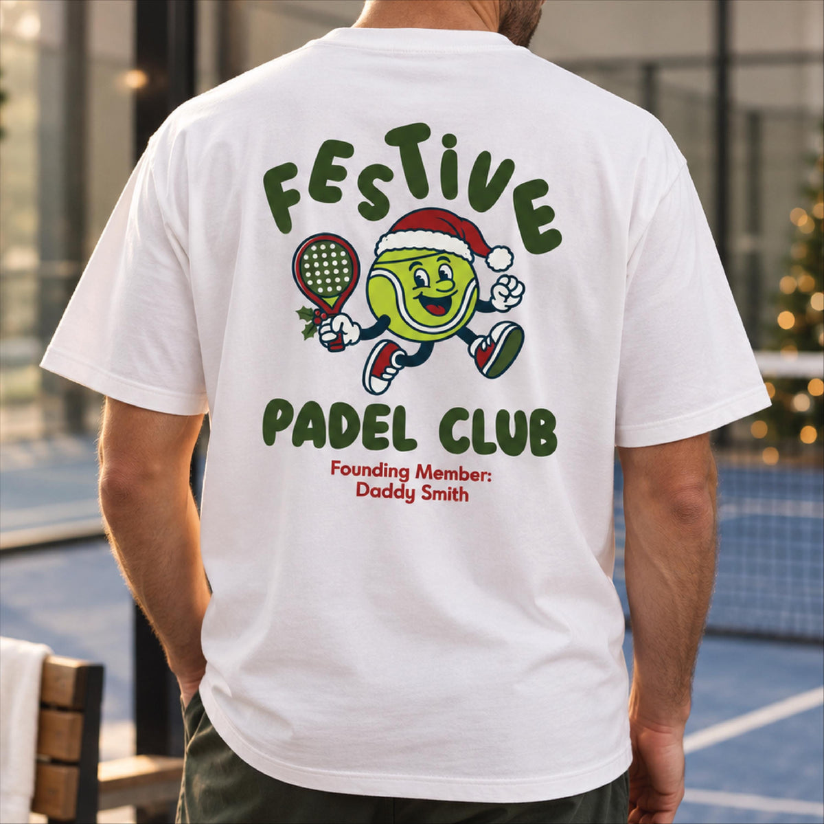 Personalised Christmas Padel Graphic T Shirt