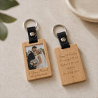 Personalised 5th Anniversary Wooden Photo Keyring