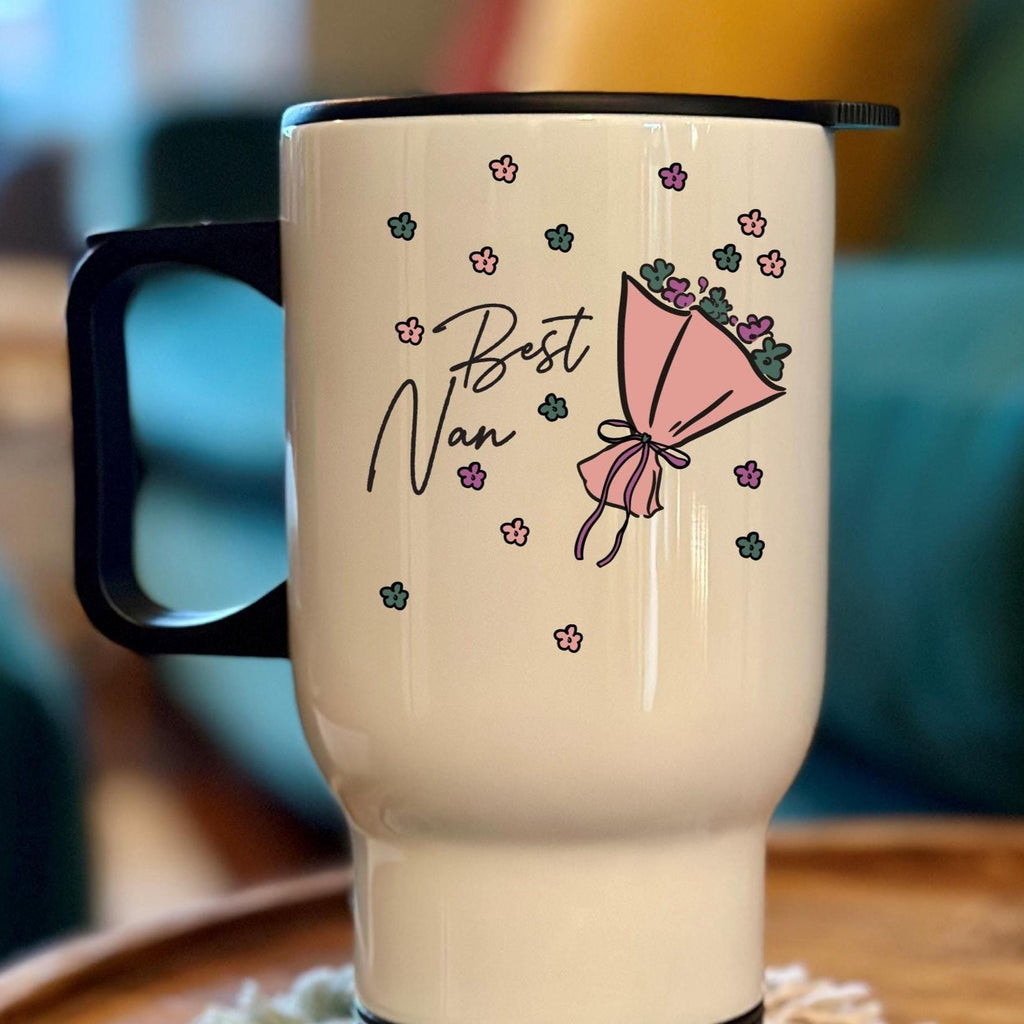 Personalised Flowers Best Nan Travel Mug
