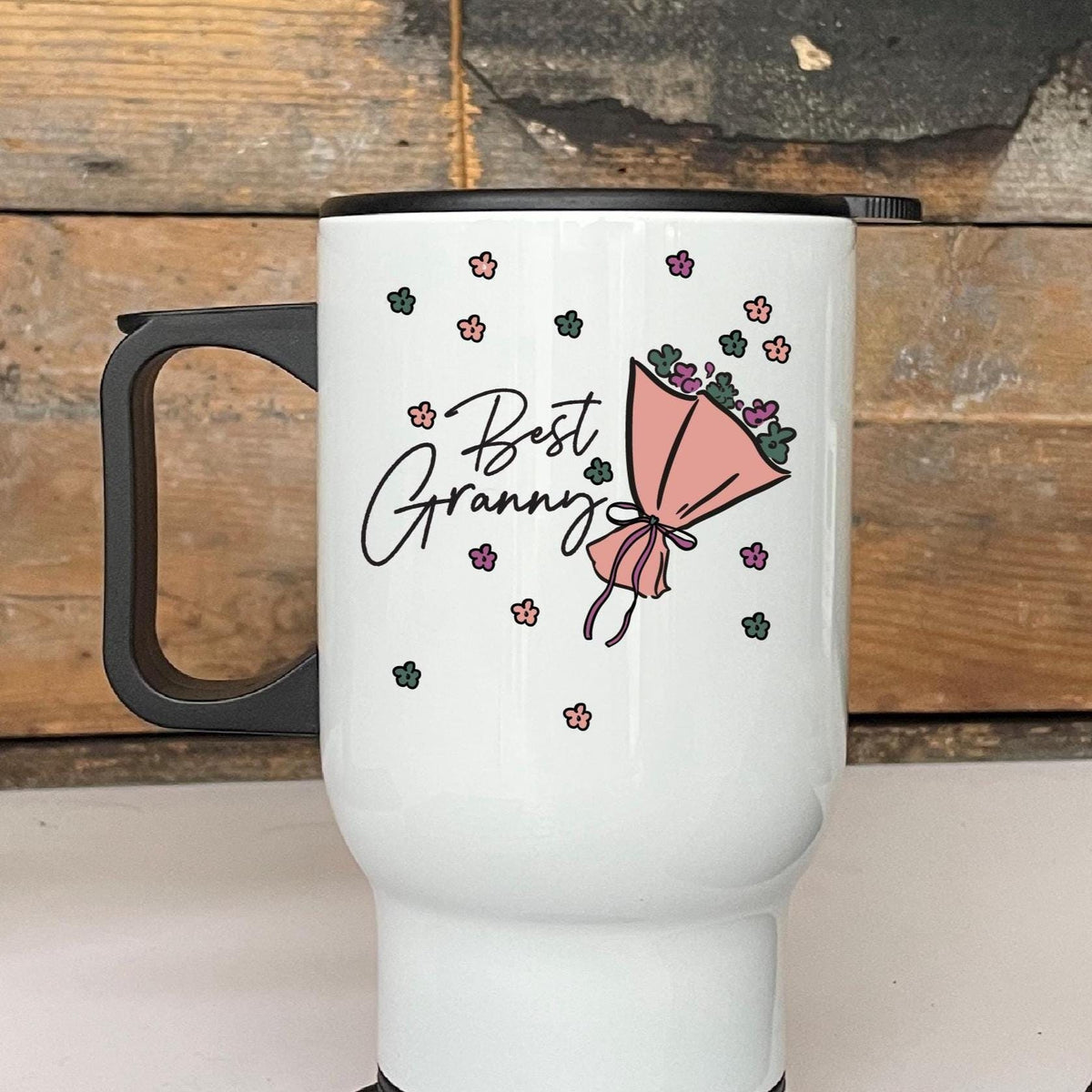 Personalised Flowers Best Granny Travel Mug
