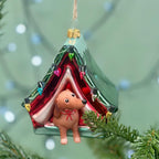 Personalised Dog In A Tent Bauble